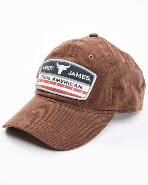 Image #1 - Cody James Men's Corduroy True American Logo Patch Ball Cap , Brown, hi-res