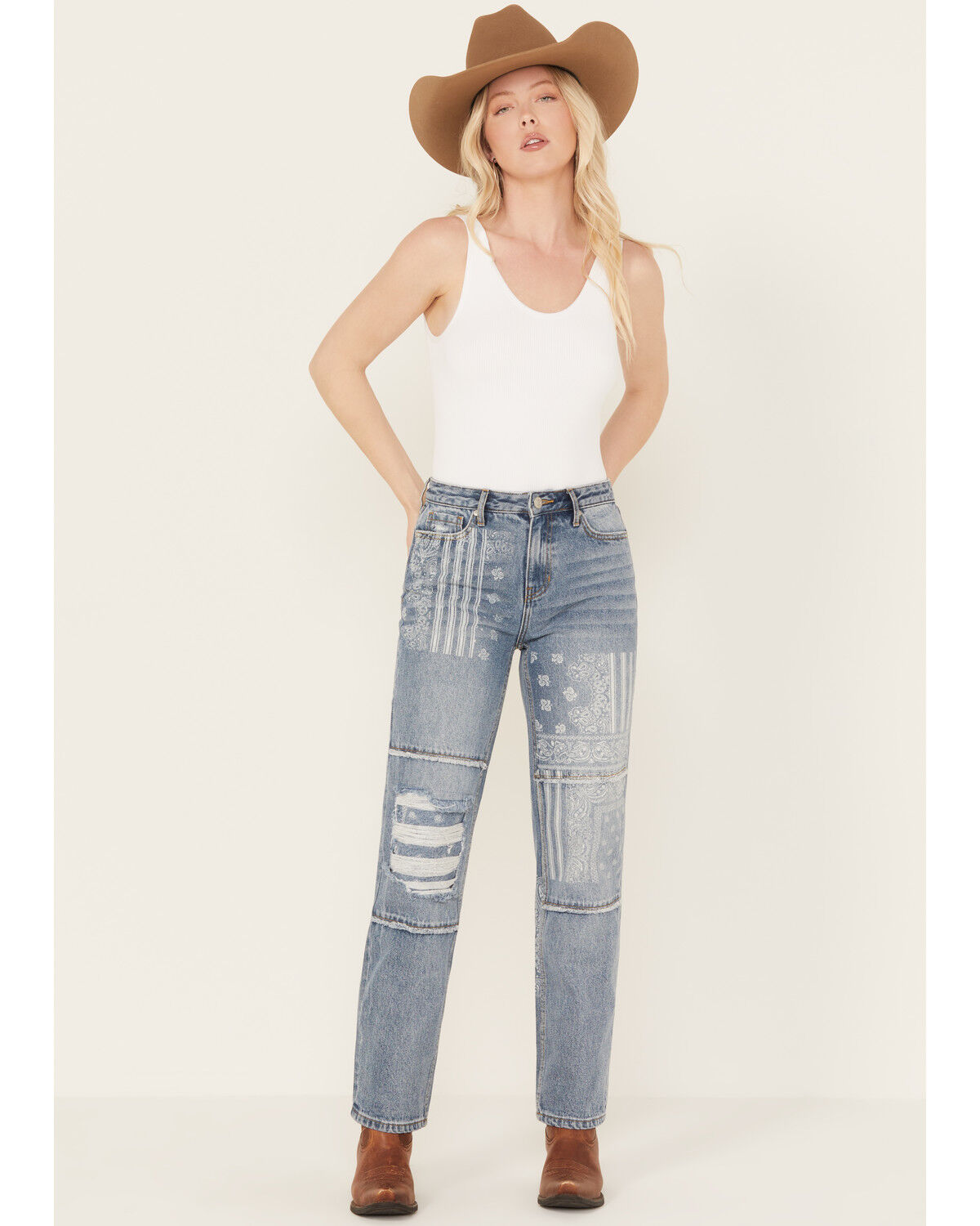 Image #1 - Cleo + Wolf Women's Astoria Medium Wash High Rise Straight Jeans, Medium Wash, hi-res