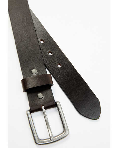 Image #2 - Hawx Men's Dark Brown Beveled Edge Leather Belt, Dark Brown, hi-res