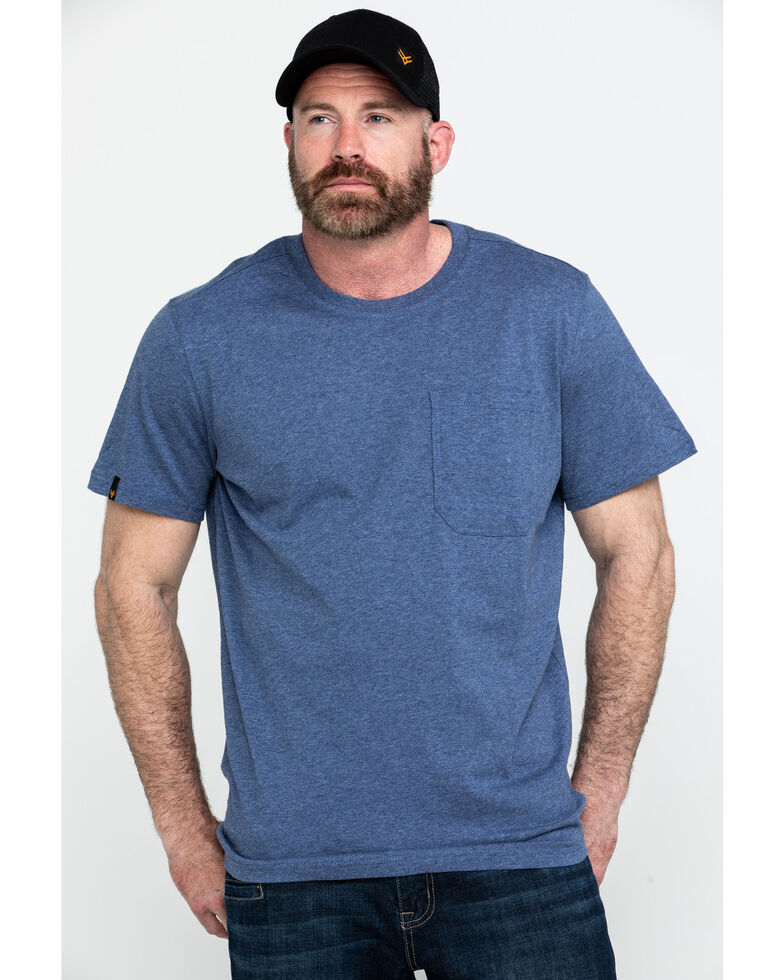 Hawx Men's Pocket Crew Short Sleeve Work T-Shirt - Tall , Heather Blue, hi-res