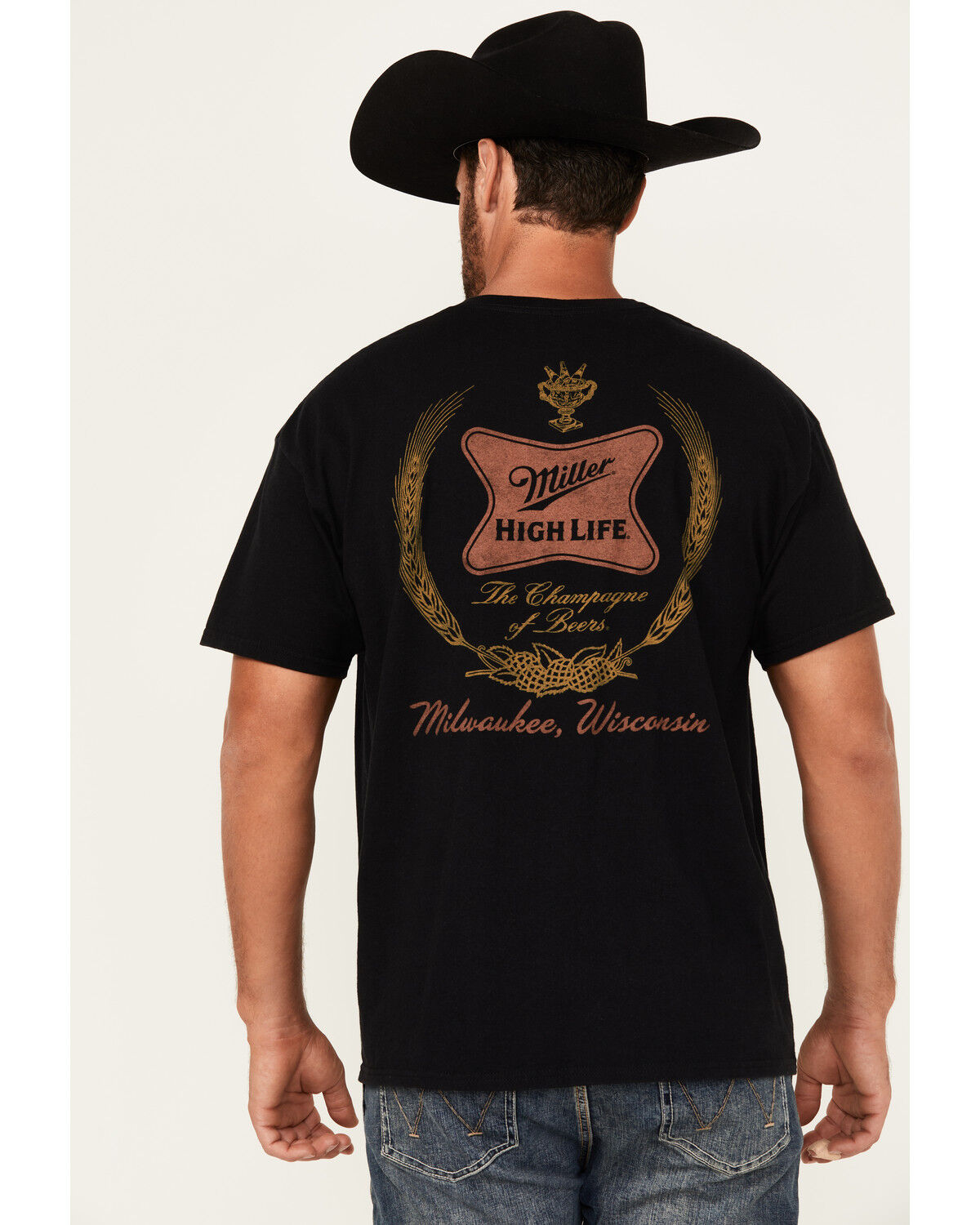 Image #1 - Miller Men's High Life Logo Short Sleeve Graphic T-Shirt, Black, hi-res