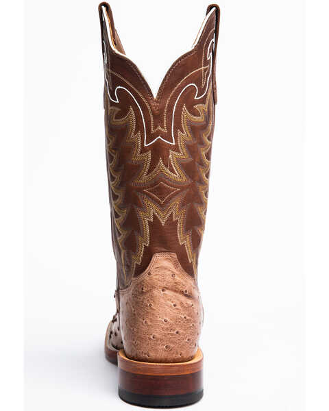 Tony Lama Men's San Saba Vintage Full Quill Ostrich Cowboy Boots - Square Toe, Chocolate, hi-res