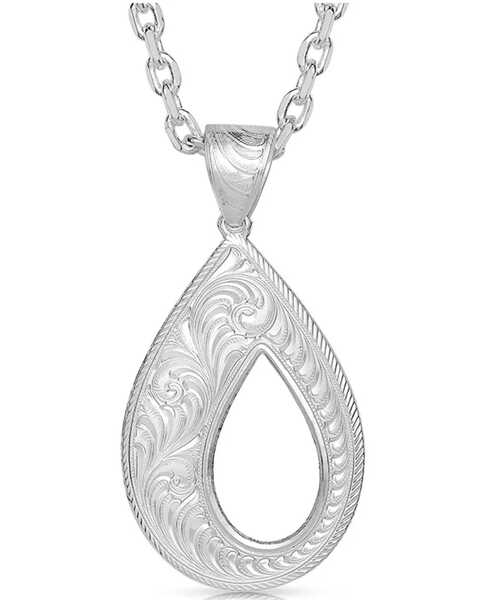 Image #1 - Montana Silversmiths Women's Teardrop Hollow Necklace, Silver, hi-res