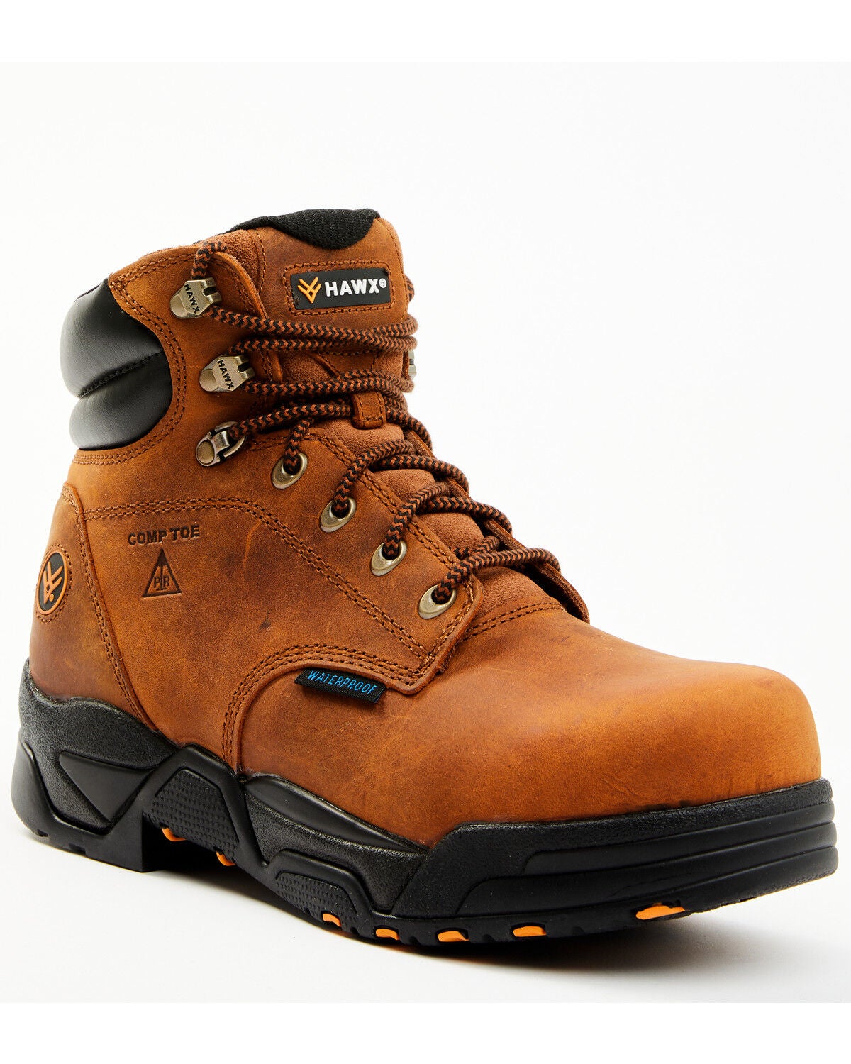 Hawx Men's 6" Enforcer Lace-Up Waterproof Hiking Work Boot - Composite Toe, Brown, hi-res