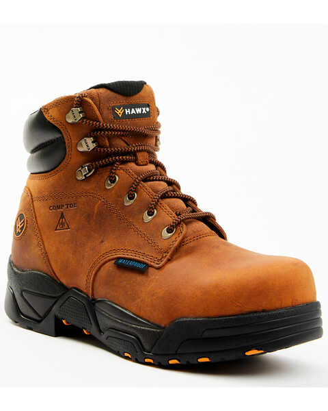 Image #1 - Hawx Men's Enforcer 6" Lace-Up Waterproof Hiking Work Boot - Composite Toe, Brown, hi-res