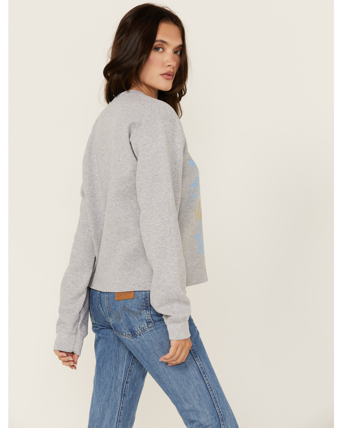 Image #4 - Bohemian Cowgirl Women's Country Road Cropped Sweatshirt, Grey, hi-res