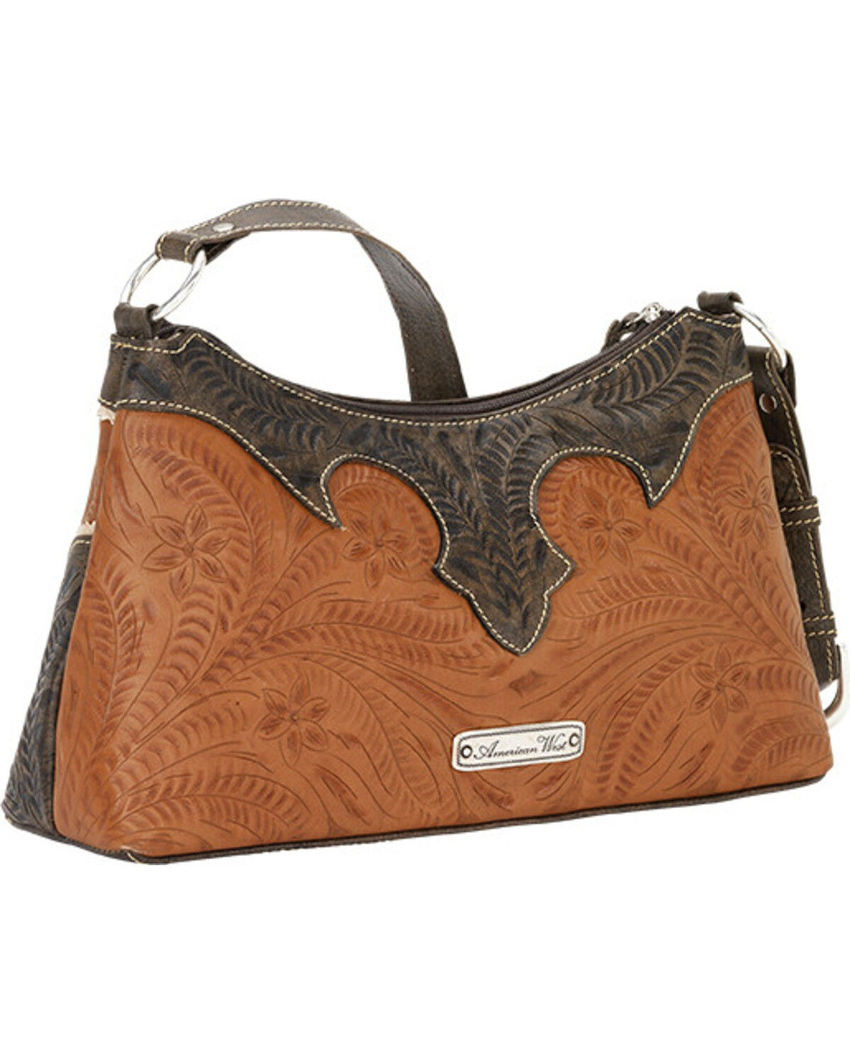 Image #2 - American West Golden Tan Desert Wildflower Shoulder Bag, Tan, hi-res