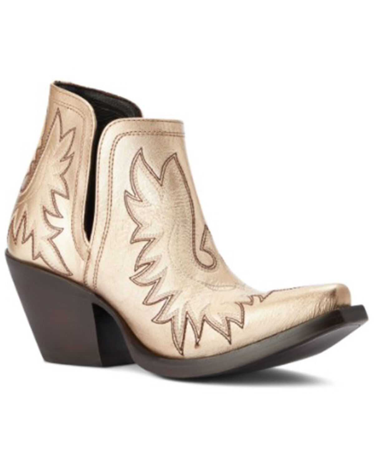 Image #1 - Ariat Women's Dixon Gold Buckle Western Booties - Snip Toe, Yellow, hi-res
