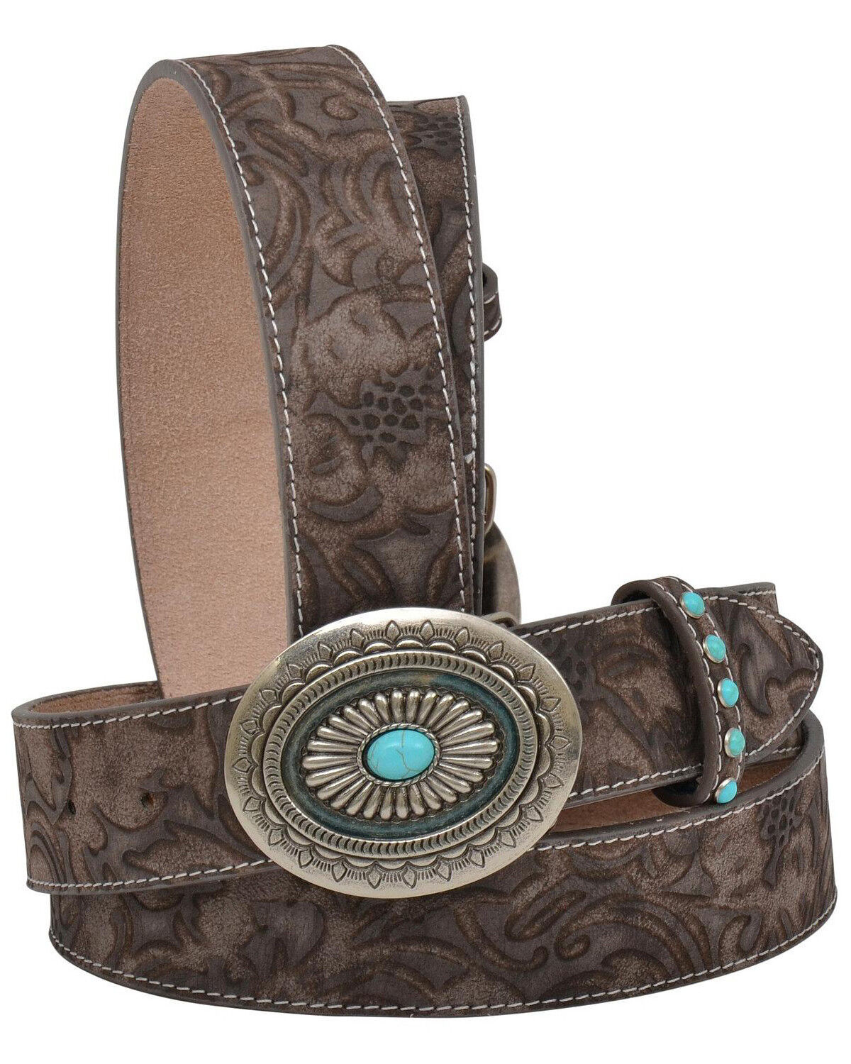 Image #2 - Shyanne Women's Tan Floral Print Leather Belt , , hi-res