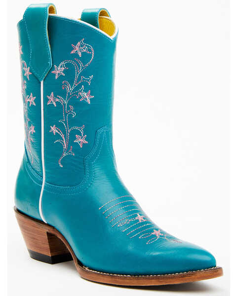 Planet Cowboy Women's Tiffany Stars Western Boots - Pointed Toe, Turquoise, hi-res