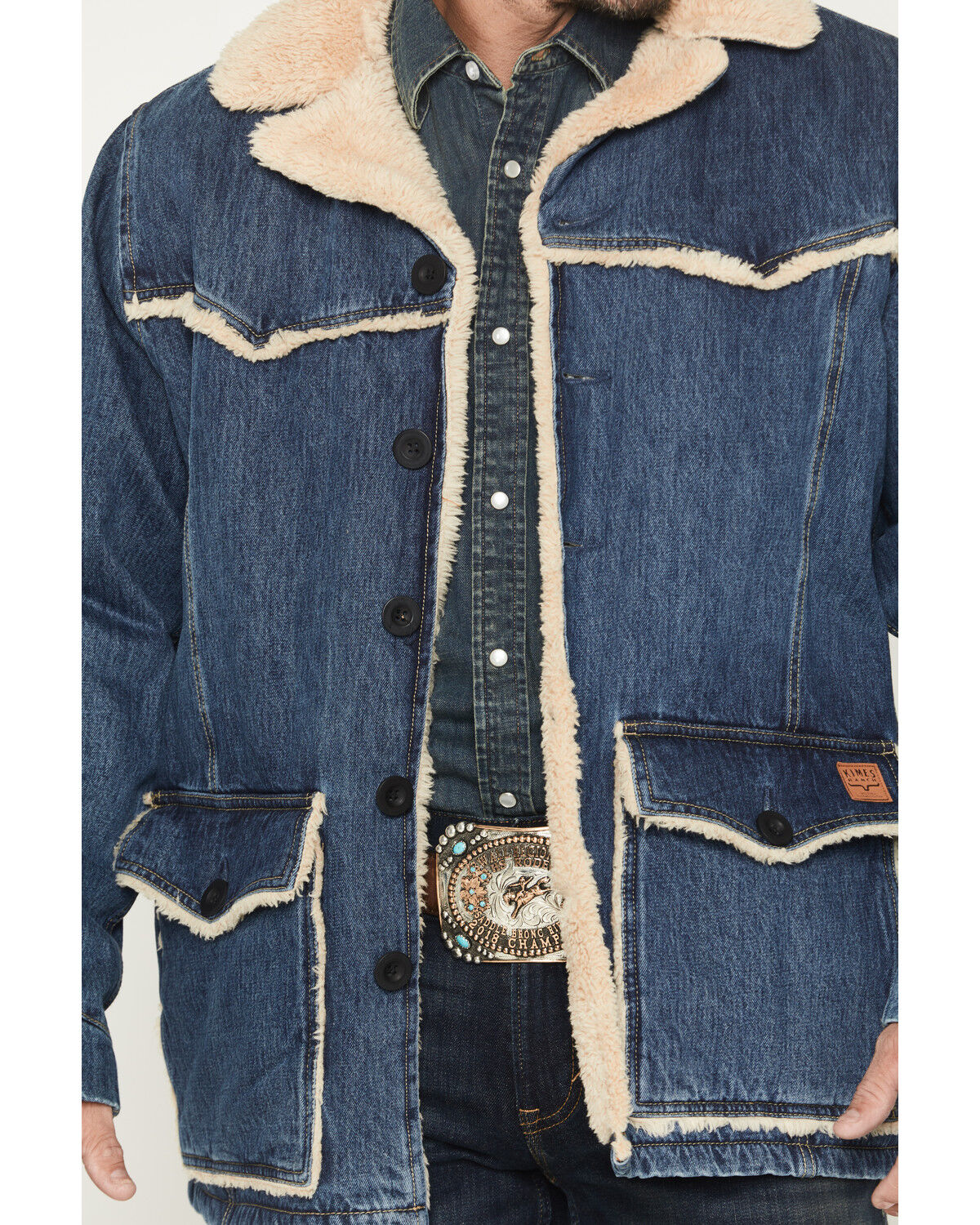 Image #3 - Kimes Ranch Men's Vincent Medium Wash Sherpa Lined Denim Jacket, Medium Wash, hi-res