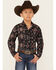 Image #1 - Roper Boys' Southwestern Stripe Print Long Sleeve Snap Western Shirt, Black, hi-res