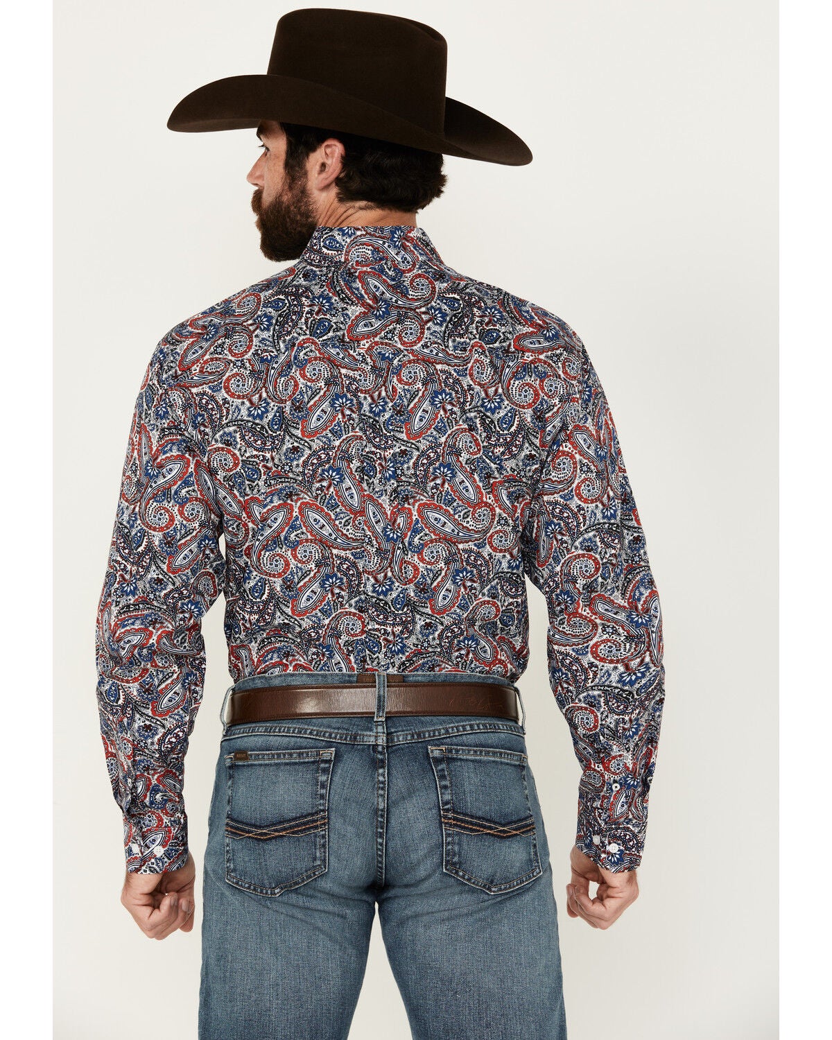 Cinch Men's Exploded Paisley Print Long Sleeve Button-Down