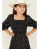 Image #2 - Hayden LA Girls' Floral Print Quarter Sleeve Dress, Black, hi-res