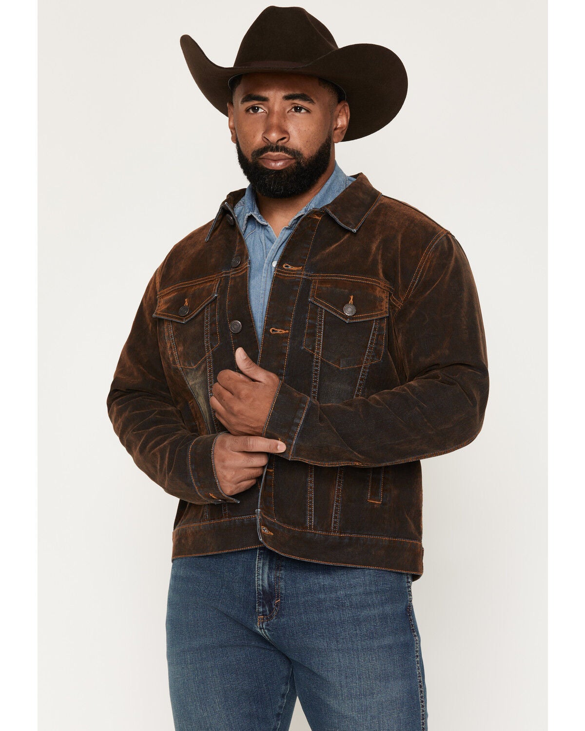 Moonshine Spirit&reg;&nbsp;Men's Gunslinger Flocker Trucker Jacket, Brown, hi-res
