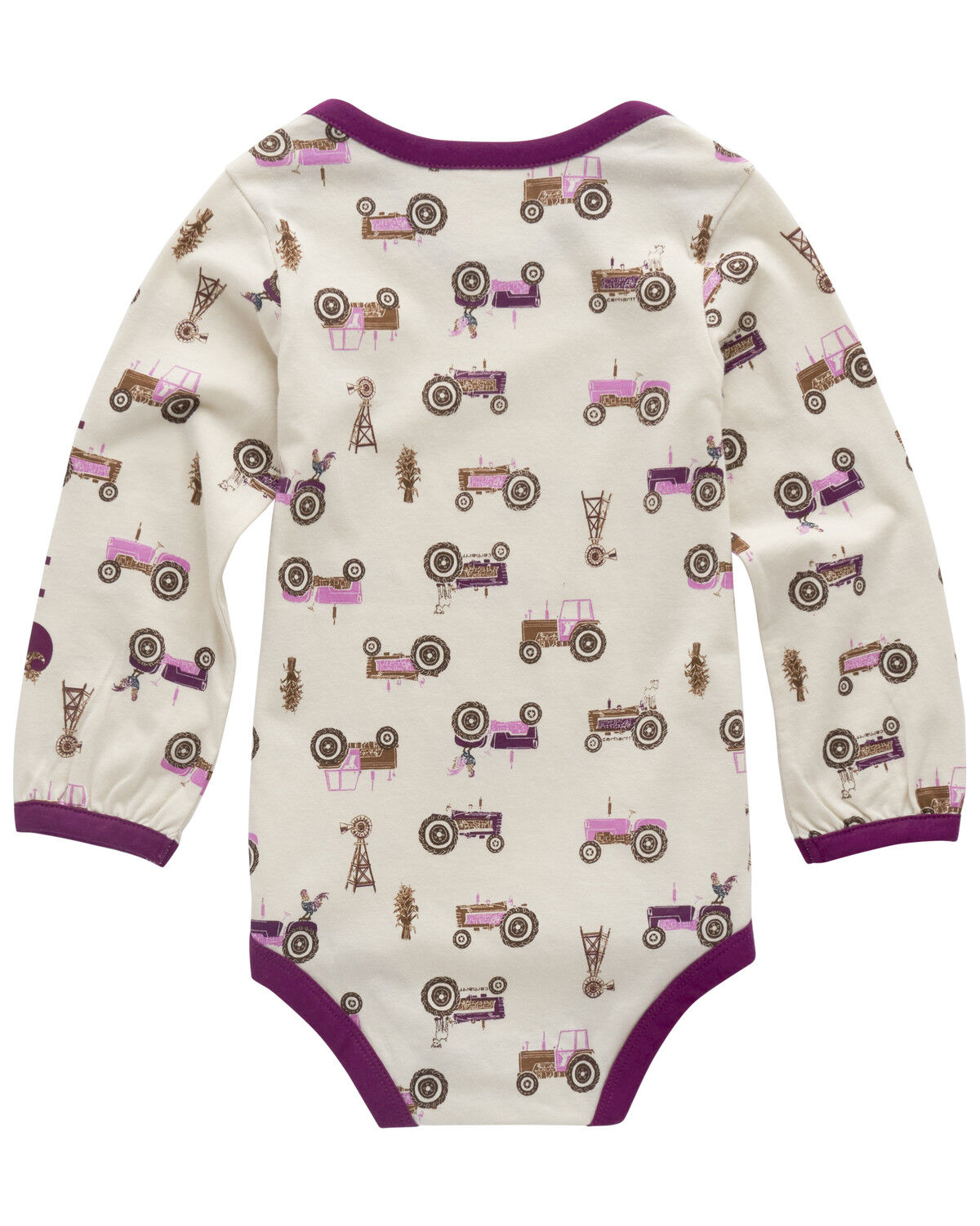Image #2 - Carhartt Infant Girls' Farm Print Long Sleeve Onesie, Off White, hi-res