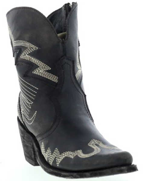 Liberty Black Women's Side Bug & Wrinkle Mosel Short Cowgirl Boots - Pointed Toe, Black, hi-res