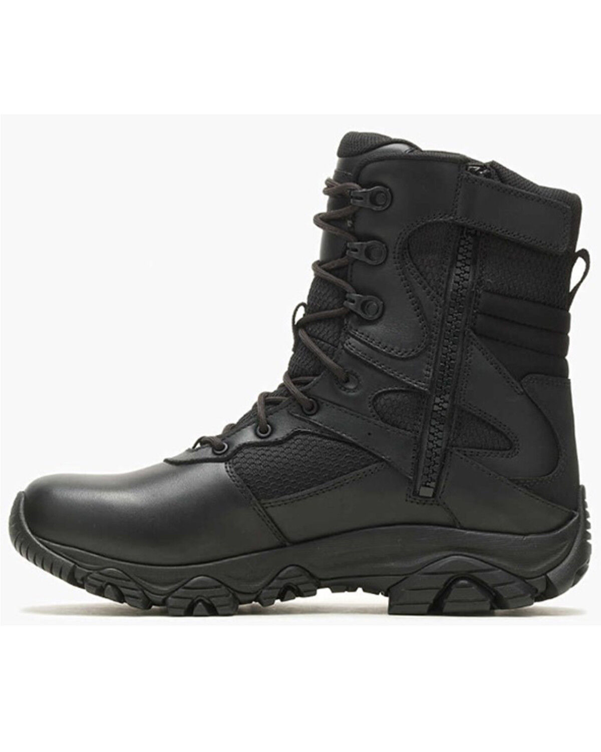 Image #3 - Merrell Men's Moab 3 8" Tactical Response Zip Waterproof Boots - Soft Toe, Black, hi-res