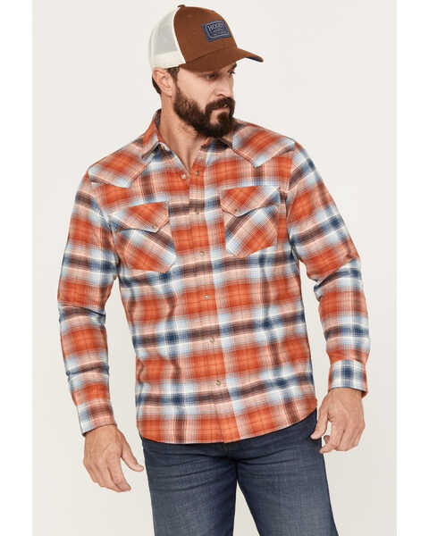 Image #1 - Pendleton Men's Wyatt Plaid Long Sleeve Snap Western Shirt, Red, hi-res