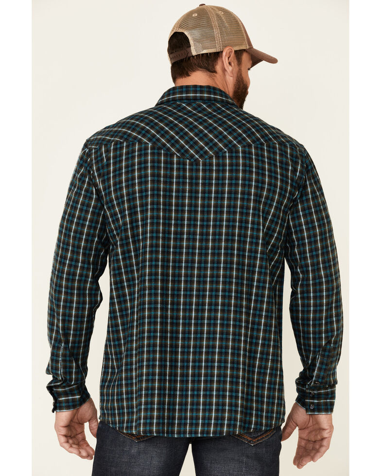 Cody James Men's Shift Small Plaid Long Sleeve Snap Western Flannel Shirt , Hunter Green, hi-res