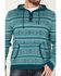 Rock & Roll Denim Men's Southwestern Striped Hooded Pullover, Teal, hi-res
