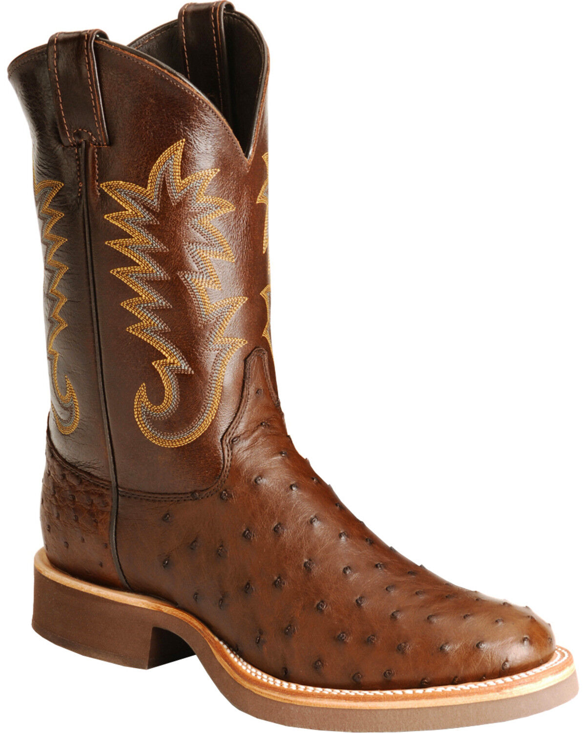 justin full quill ostrich roper boots cognac