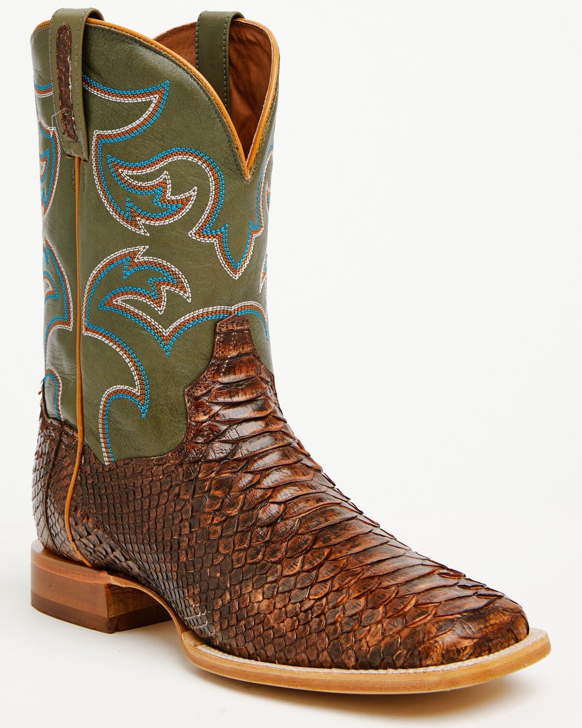 Image #1 - Dan Post Men's Exotic Python Belly Western Boots - Broad Square Toe, Brown, hi-res