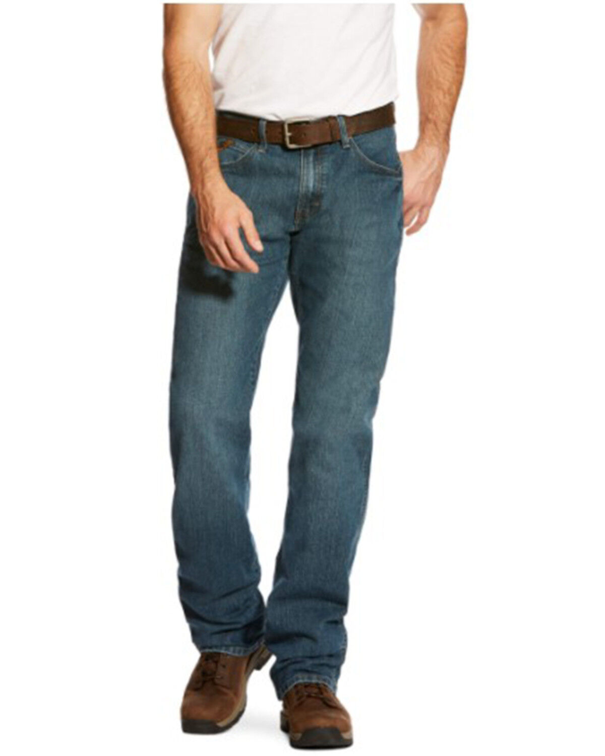 Image #1 - Ariat Men's M4 Rebar Distressed Low Rise Relaxed Bootcut Work Jeans, Denim, hi-res