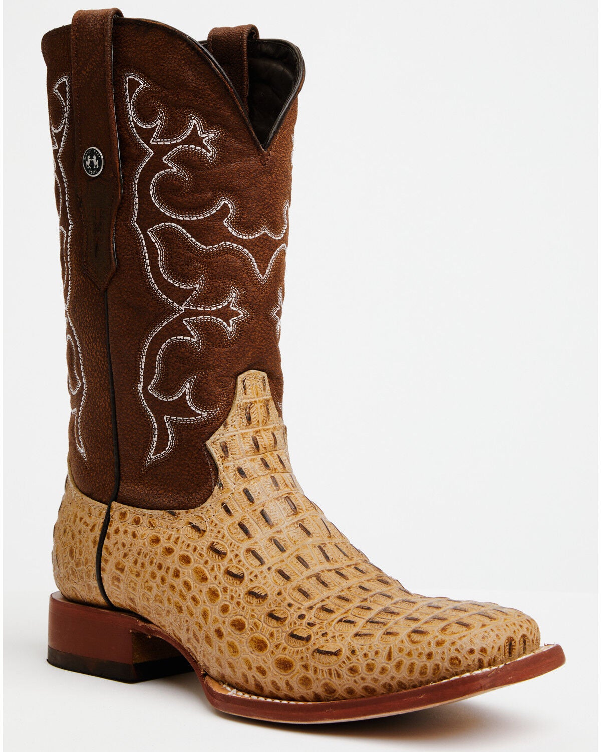 Tanner Mark Men's Ridgeback Caiman Print Western Boots - Broad Square Toe, Oryx, hi-res