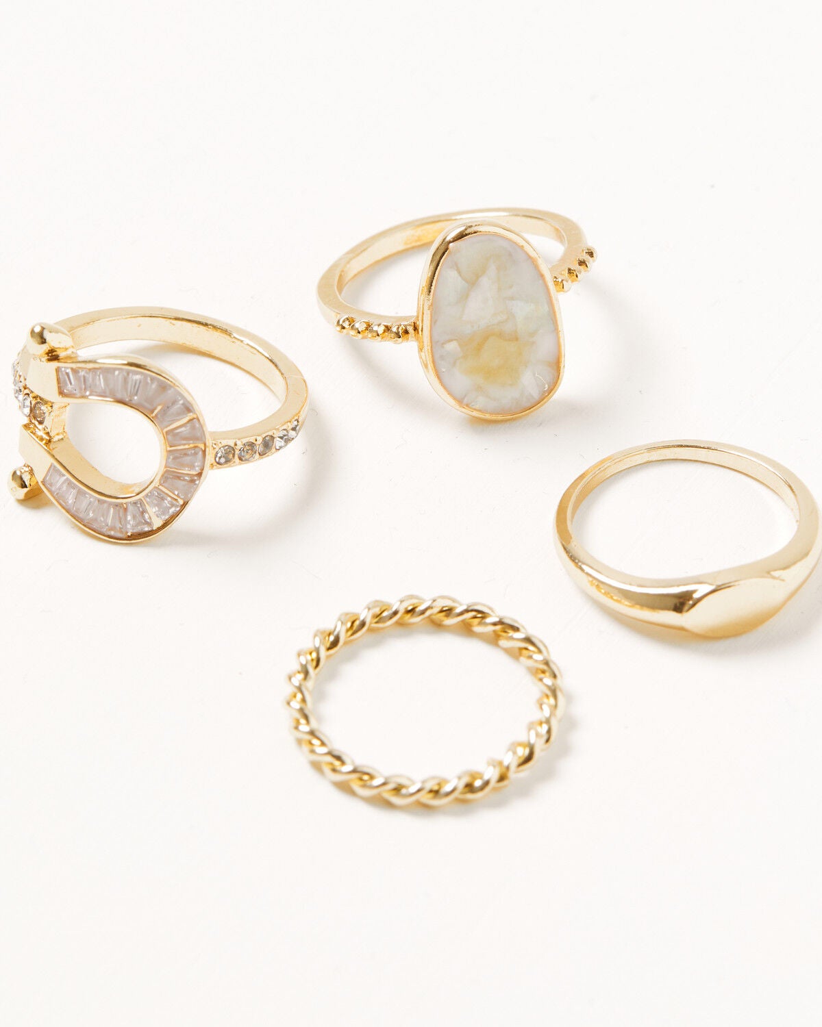 Image #1 - Shyanne Women's Shell Effect Ring Set - 4 Piece, Gold, hi-res