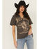 Image #1 - Blended Women's Wild West Studded Short Sleeve Graphic Tee, Grey, hi-res