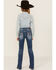 Image #3 - Shyanne Girls' Americana Horseshoe Pocket Stretch Bootcut Jeans , Blue, hi-res