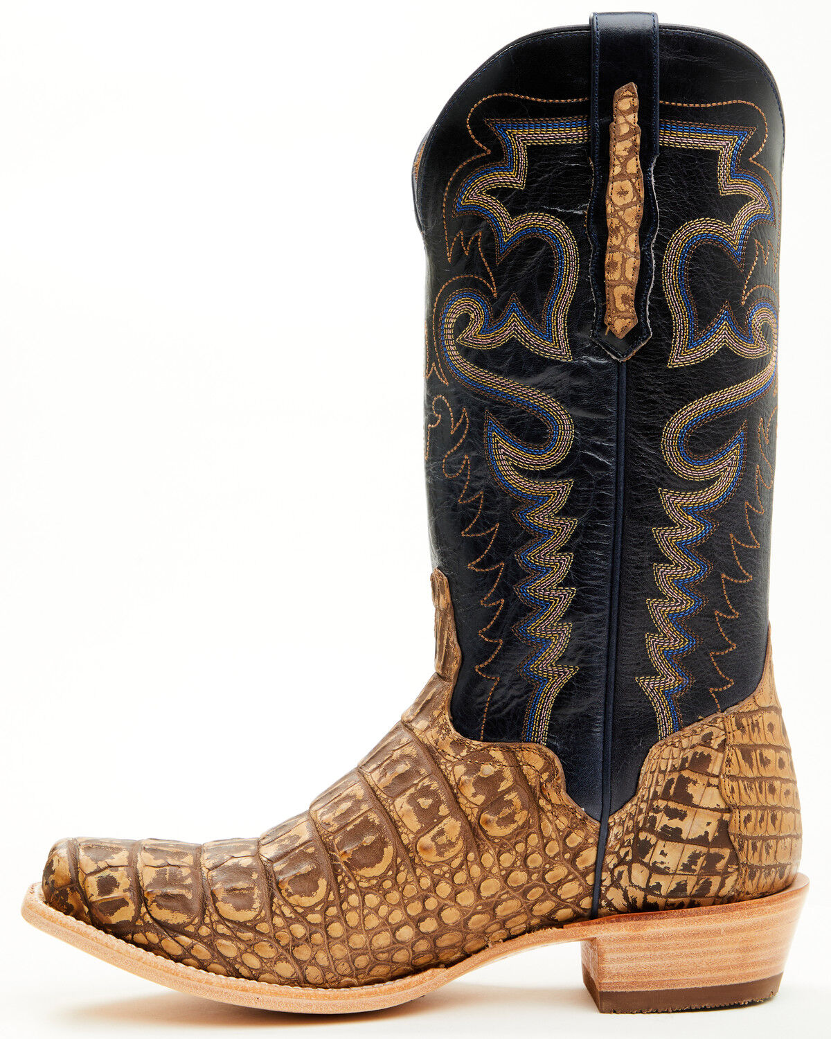 Image #3 - El Dorado Men's Exotic American Alligator Western Boots - Square Toe, Brown, hi-res