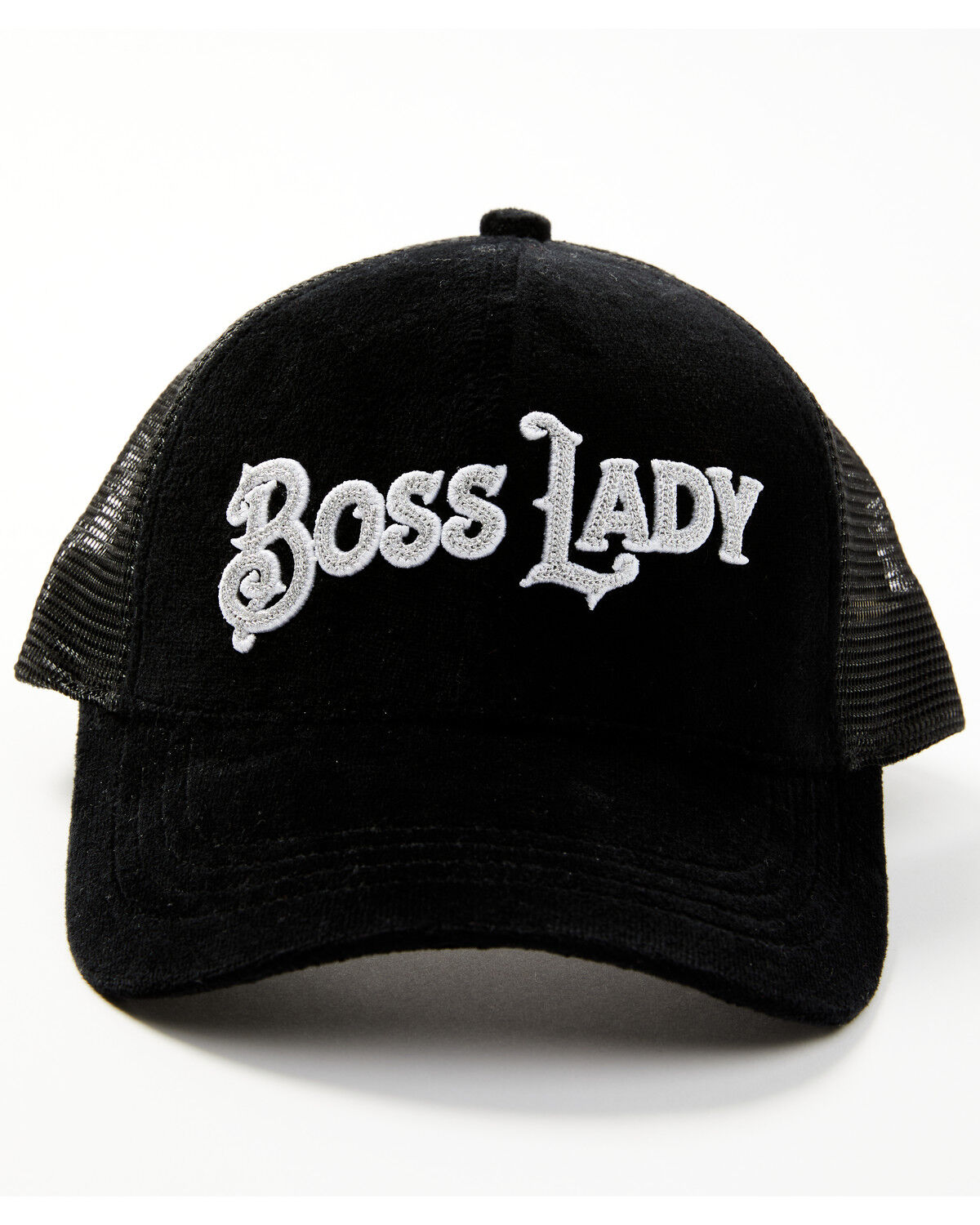 Image #1 - Idyllwind Women's Boss Lady Velvet Mesh Back Ball Cap, Black, hi-res