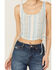 Image #3 - Rock & Roll Denim Women's Chevron Striped Sleeveless Cropped Tank Top, Tan, hi-res