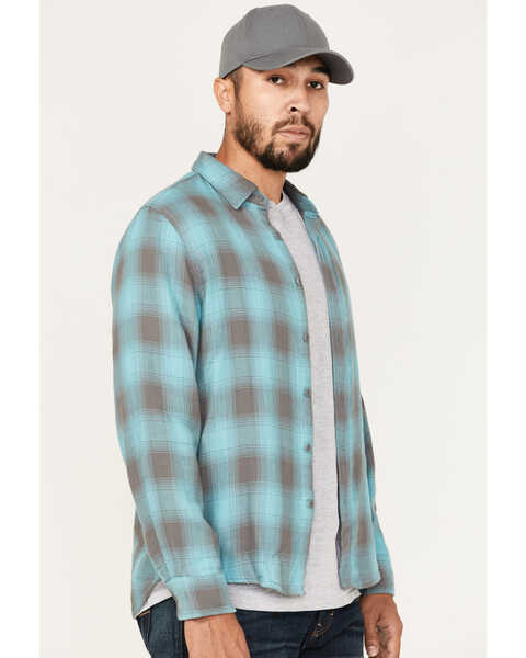 Image #2 - Brixton Men's Bowery Soft Weave Long Sleeve Button Down Flannel Shirt, Teal, hi-res