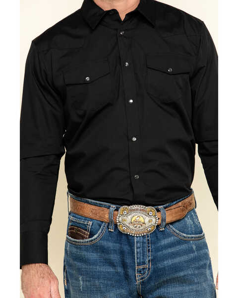Gibson Men's Long Sleeve Snap Western Shirt - Big , Black, hi-res