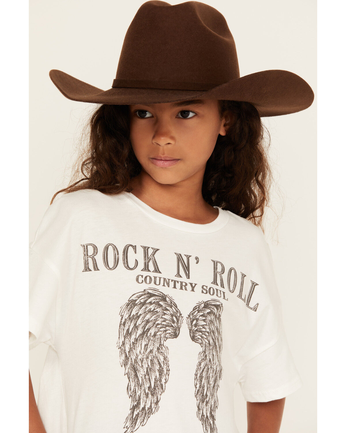 Image #2 - La La Land Girls' Rock & Roll Short Sleeve Fringe Graphic Tee, White, hi-res