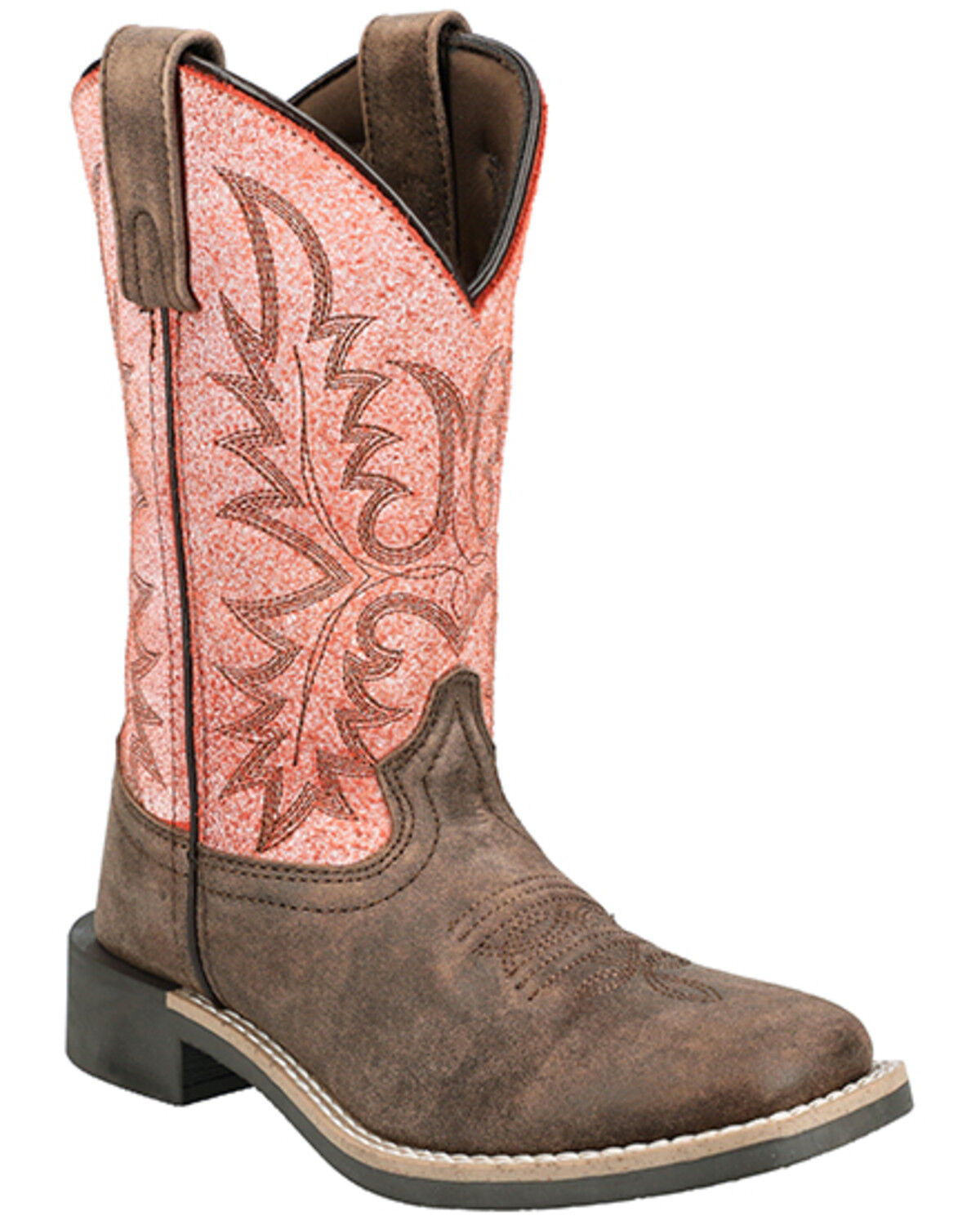 Image #1 - Smoky Mountain Girls' Rustic Rider Western Boots - Broad Square Toe, Brown, hi-res