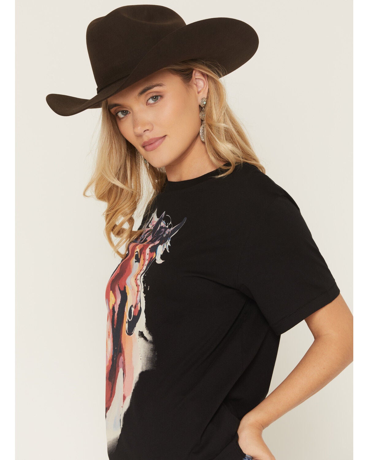 Image #2 - Shyanne Women's Horse Rhinestone Short Sleeve Graphic T-Shirt, Black, hi-res