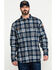 Image #1 -  Hawx Men's FR Plaid Print Long Sleeve Woven Work Shirt - Tall , Blue, hi-res