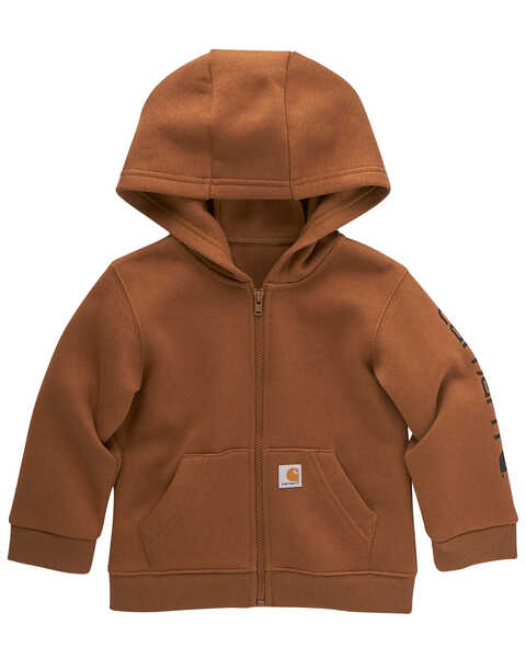Image #1 - Carhartt Toddler Boys' Logo Zip Hooded Jacket, Medium Brown, hi-res