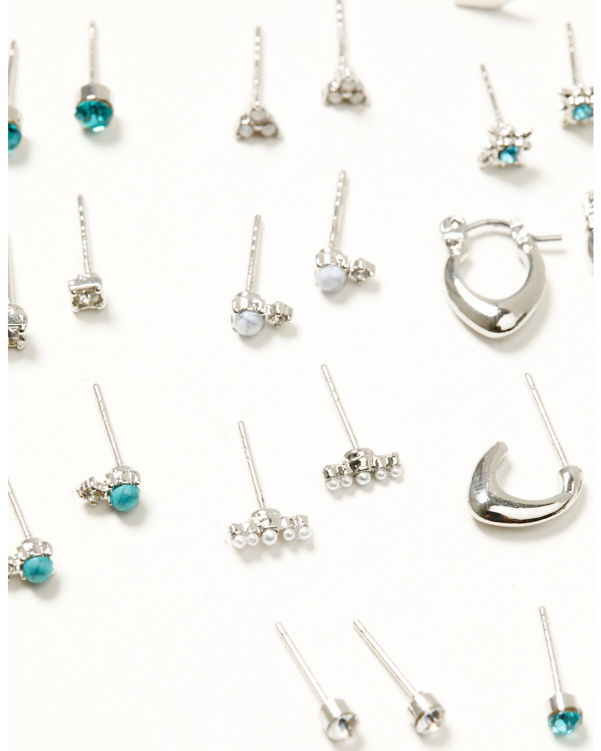 Image #5 - Shyanne Women's Teal Stone Earring Pack - 20 Piece, Silver, hi-res