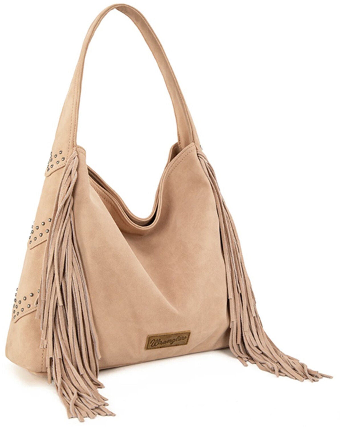 Image #1 - Wrangler Women's Shiloh Fringe Studded Hobo Bag, Dark Pink, hi-res