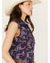 Rough Stock by Panhandle Women's Distressed Handkerchief Sleeveless Pearl Snap Shirt, Navy, hi-res