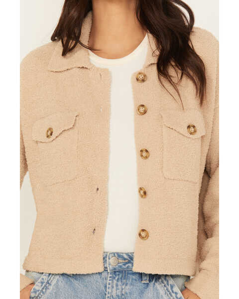 Image #3 - Cleo + Wolf Women's Cropped Boucle Cardigan , Wheat, hi-res