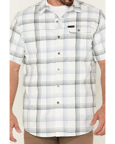 Image #3 - ATG by Wrangler Men's All-Terrain Hemp Utility Plaid Denim Short Sleeve Shirt , Blue, hi-res