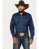 Image #1 - Rough Stock by Panhandle Men's Bandana Paisley Print Long Sleeve Pearl Snap Stretch Western Shirt, Navy, hi-res