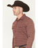 Image #2 - Gibson Trading Co Men's Buckshot Striped Print Long Sleeve Snap Stretch Western Shirt, Burgundy, hi-res