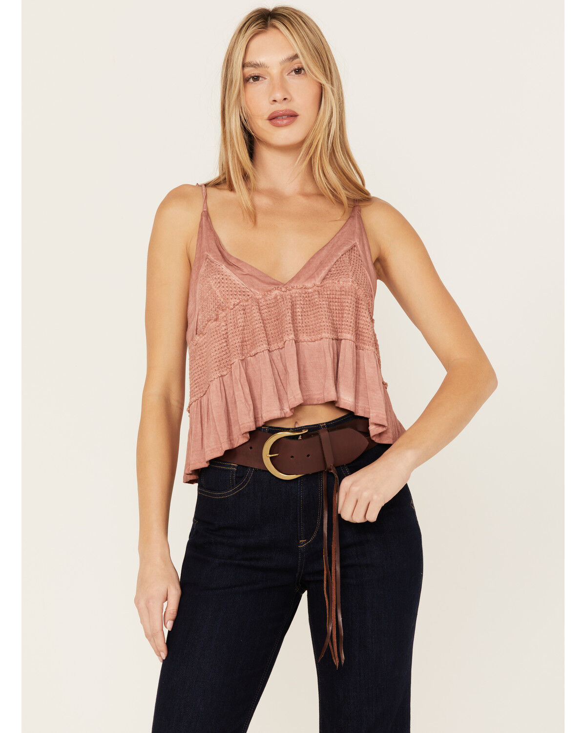 Image #1 - Cleo + Wolf Women's Brown Braided Fringe Belt, Brown, hi-res